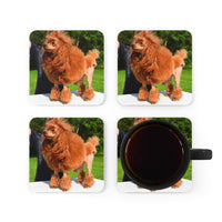 Poodle Coasters - Set of 4 Hardboard Coasters - Radiant Red Poodles - Terra Continental Clip