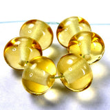 Handmade Lampwork Glass Beads, Pale Amber Topaz Shiny 008g