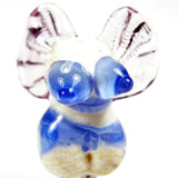 Handmade Lampwork Glass Focal Bead, Fairy Bead Pink Wings Blue Shiny
