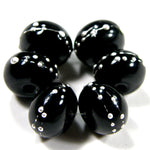 Handmade Lampwork Glass Beads, Black Fine Silver Shiny Glossy 064gfs