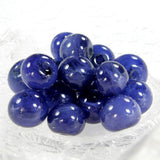 Half Hole Handmade Lampwork Glass Beads, Blueberries Shiny