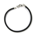 Black Leather Cord Bracelet With Sterling Silver Threaded End Cap