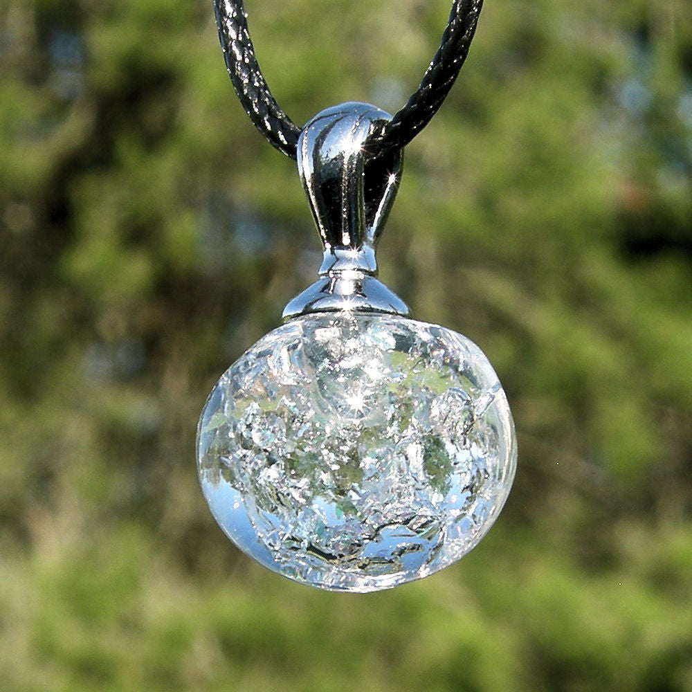 Enchanted Opal Lampwork Galaxy Pendant Necklace Globe Sphere
