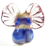 Handmade Lampwork Glass Focal Bead, Fairy Bead Pink Wings Blue Shiny