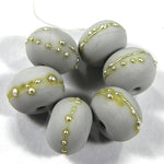 Handmade Lampwork Glass Beads, Pearl Gray Silver Etched Matte 268efs