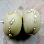 Handmade Lampwork Glass Beads, Opaque Sage Green Silver Etched 211efs