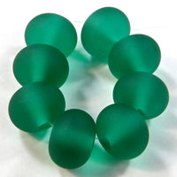 Handmade Lampwork Glass Beads, Light Teal Green Etched Matte 026e