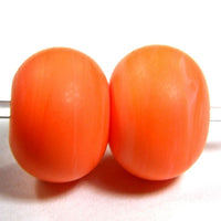 Handmade Lampwork Glass Beads, Halloween Cool Orange Etched Matte 655e