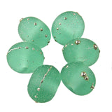Handmade Lampwork Glass Beads, Pale Emerald Green Starlight Silver Etched