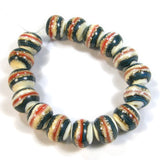 Handmade Lampwork Glass Beads, Southwest Ivory Orange Blue Shiny