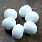 Handmade Lampwork Glass Beads, White Shiny Glossy 204g