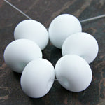 Handmade Lampwork Glass Beads, White Etched Matte 204e