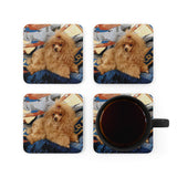 Poodle Coasters - Set of 4 Hardboard Coasters - Radiant Red Poodles - Terra Lounging