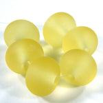 Etched very pale amber yellow handmade lampwork glass beads