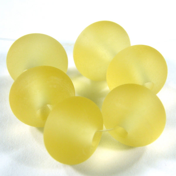 Etched Pale Amber Handmade Lampwork Beads