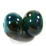 Handmade Lampwork Glass Frit Beads, Moana Blue Frit Dots Shiny Glossy