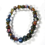 Handmade Lampwork Glass Frit Beads, Clear Blue Green Pink Purple Swirl