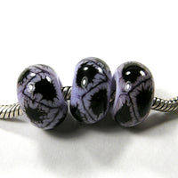 Handmade Large Hole Lampwork Beads, European Bracelet Bead, Alexandrite Lavender Black Webs 2