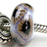 Handmade Large Hole Lampwork Beads, European Bracelet Bead, Alexandrite Lavender Black Webs