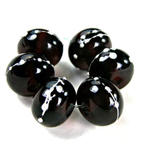 Handmade Lampwork Glass Beads, Dark Amber Rootbeer Brown Silver Shiny 016gfs