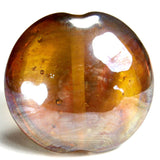 Handmade Lampwork Glass Focal Bead, XL Lentil Aurae Metallic, Amber Honey Shiny
