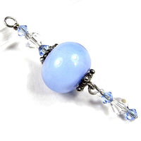 Baby Blue Lampwork Pendant, Swarovski Crystals, Handmade