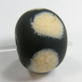 Handmade Lampwork Glass Beads, Black Ivory Dots Etched