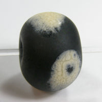 Handmade Lampwork Glass Beads, Black Ivory Dots Etched