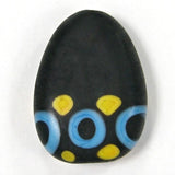 Handmade Lampwork Glass Focal Bead, Black Yellow Apricot Blue Etched