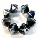 Handmade Lampwork Glass Diamond Beads, Black Aurae Band