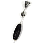 Slender Black Lava Rock Gemstone Pendant, Sterling Silver, Handmade Jewelry