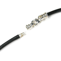 Black Leather Necklace With Sterling Silver Threaded End Cap