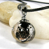 Black Night Silver Lampwork Galaxy Pendant Necklace Globe Sphere 20019