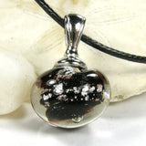 Black Night Silver Lampwork Galaxy Pendant Necklace Globe Sphere 20018