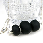 Silky Black Lampwork Necklace, Sterling Silver, Handmade Jewelry