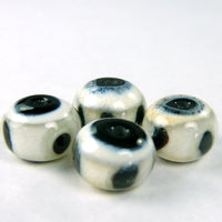 Handmade Lampwork Glass Bead Set, Ivory Black Dots Shiny