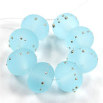 Handmade Lampwork Glass Beads, Pale Aqua Blue Silver Etched 038efs