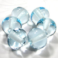 Handmade Lampwork Glass Beads, Pale Aqua Blue Transparent Shiny 038g