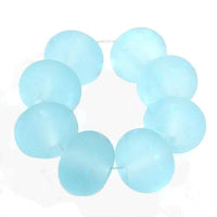 Handmade Lampwork Glass Beads, Pale Aqua Blue Etched Frosted 038e