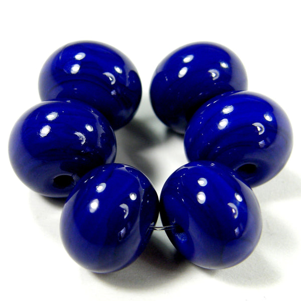 Handmade Lampwork Glass Beads, Dark Lapis Cobalt Blue Shiny Glossy 246g