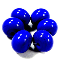 Handmade Lampwork Glass Beads, Medium Lapis Cobalt Blue Shiny Glossy 242g