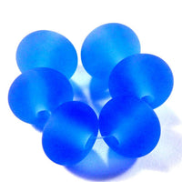 Handmade Lampwork Glass Beads, Dark Blue Etched Frosted 056e