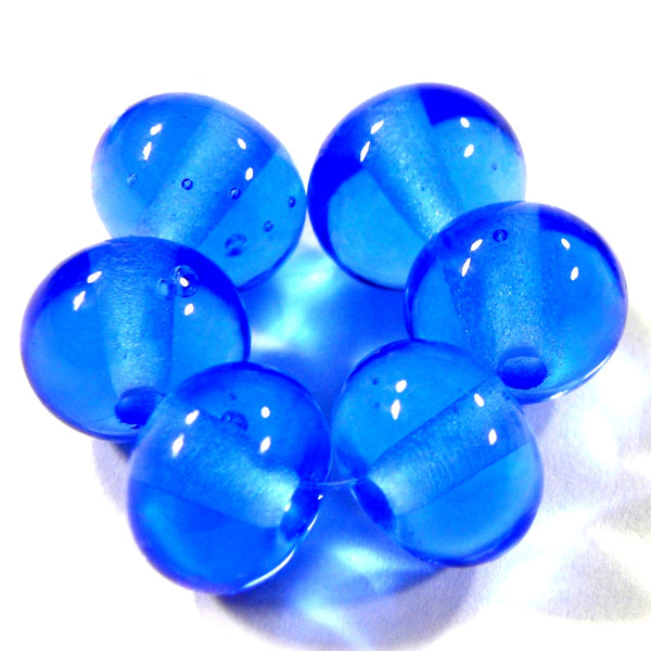 Handmade Lampwork Glass Beads, Dark Blue Shiny Glossy 056g