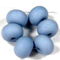 Handmade Lampwork Glass Beads, Glacier Blue Etched Matte 1519e