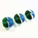Lampwork Glass Bead Set, Lampwork Lentil Beads, Aqua Blue Green Ivory Etched