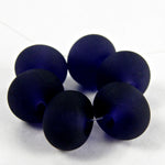Handmade Lampwork Glass Beads, Ink Blue Etched Matte Frosted 058e