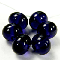 Handmade Lampwork Glass Beads, Ink Blue Shiny Glossy 058g