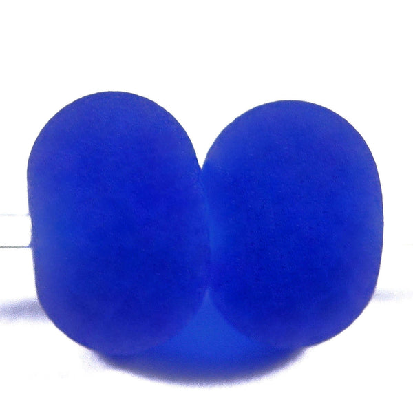 Handmade Lampwork Glass Beads, Intense Blue Etched Matte Frosted 057e