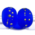 Handmade Lampwork Glass Beads, Intense Blue Silver Etched 057efs