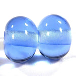 Handmade Lampwork Glass Beads, Light Blue Shiny Glossy 052g